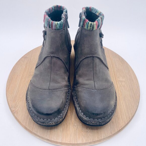 Aetrex Boots Womens 8.5 Gray Leather Orthotic Ankle Zip Tessa - Picture 2 of 12